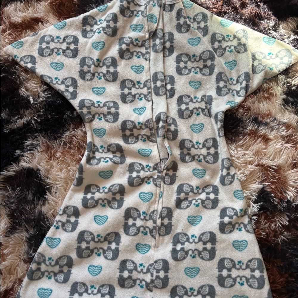 Sleeping Baby Elephant and Heart Blanket